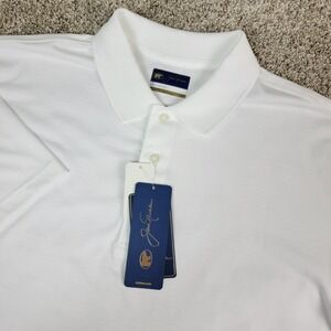 NWT Jack Nicklaus Mens Large Solid White Performance Stretch Golf Polo SS